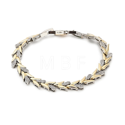 Brass Micro Pave Clear Cubic Zirconia Wheat Link Chain Bracelets for Women BJEW-B145-01-1