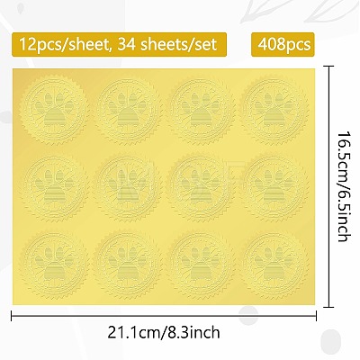34 Sheets Self Adhesive Gold Foil Embossed Stickers DIY-WH0509-004-1