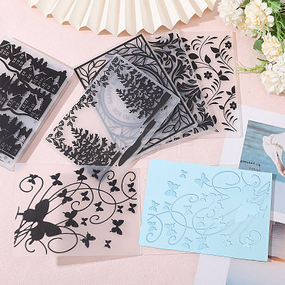 Globleland 9Pcs 9 Styles Transparent Plastic Embossing Template Folders AJEW-GL0002-17-1