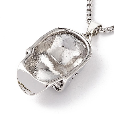 Alloy Skull with Star Pendant Necklace with 201 Stainless Steel Box Chains NJEW-E016-11AS-1