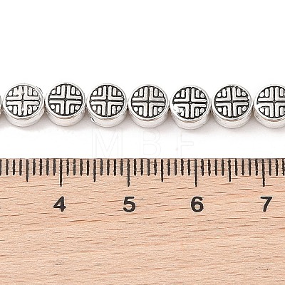 Tibetan Style Flat Round Alloy Bead Strands X-TIBEB-O007-09-NR-1