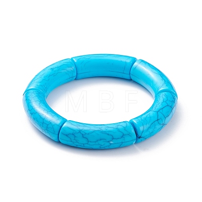 11Pcs 11 Color Imitation Gemstone Acrylic Curved Tube Chunky Stretch Bracelets Set for Women BJEW-JB08136-1