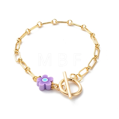 Handmade Polymer Clay Flower Link Bracelets BJEW-JB06555-1