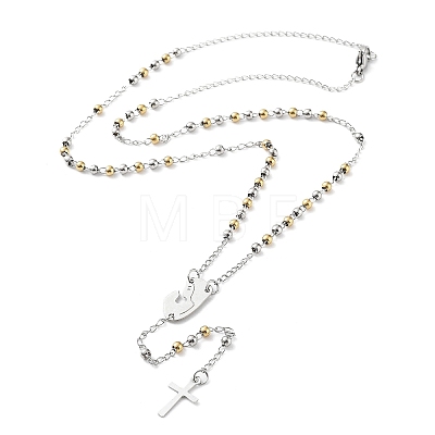 202 Stainless Steel Rosary Bead Necklaces NJEW-D060-01C-GP-1