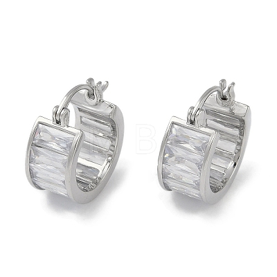 Clear Cubic Zirconia Hoop Earrings EJEW-L292-018P-1