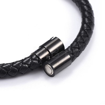 Man's Braided Leather Cord Bracelets X-BJEW-JB04255-01-1