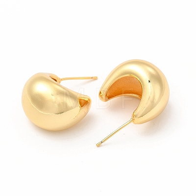 Rack Plating Brass Curved Dome Stud Earrings for Women EJEW-H094-05G-1