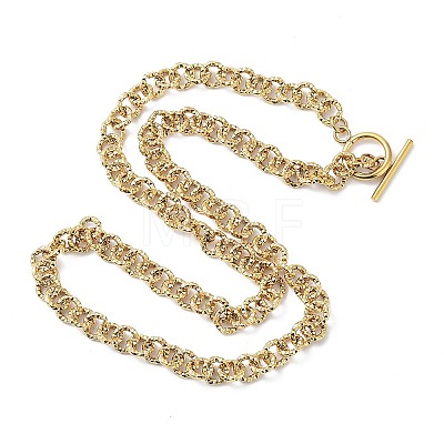 Ion Plating(IP) 304 Stainless Steel Rolo Chain Necklace NJEW-K249-02G-1