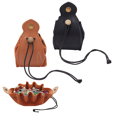 2Pcs 2 Colors Leather Jewelry Drawstring Storage Bags DIY-AN0001-32-1