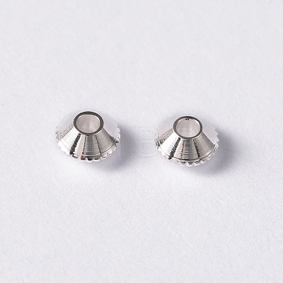 Silver Color Plated Brass Bicone Spacer Beads X-KK-EC008-S-NF-1
