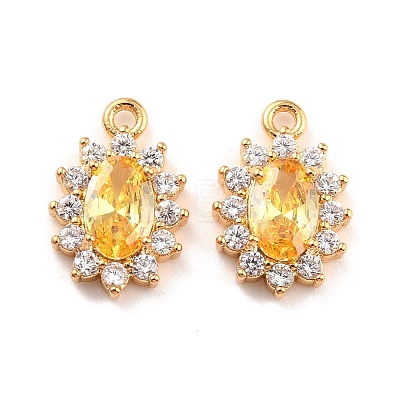 Real 18K Gold Plated Brass Micro Pave Cubic Zirconia Charms ZIRC-Z023-04A-NR-1