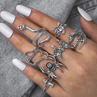 Halloween Allloy Finger Ring Sets PW23032032388-1