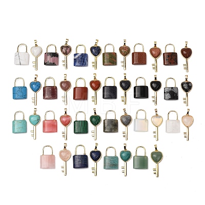 Natural & Synthetic Mixed Gemstone Beaded Pendants GG-CBA9389-04-1