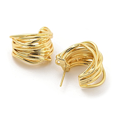 Rack Plating Brass Stud Earrings EJEW-K263-37G-1