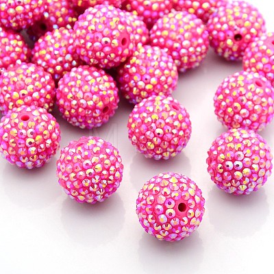 Chunky Resin Rhinestone Bubblegum Ball Beads RESI-S256-22mm-SAB6-1