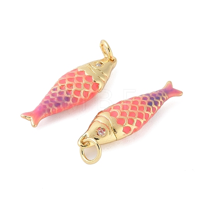 Brass Enamel Pendants KK-B148-14G-03-1