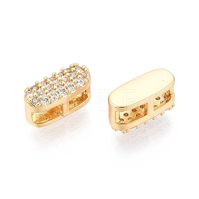 Brass Micro Pave Clear Cubic Zirconia Beads KK-T071-17G-I-1
