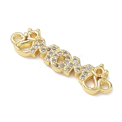 Mother's Day Brass Micro Pave Cubic Zirconia Connector Charms CU-CBAC7ED-01C-G-1