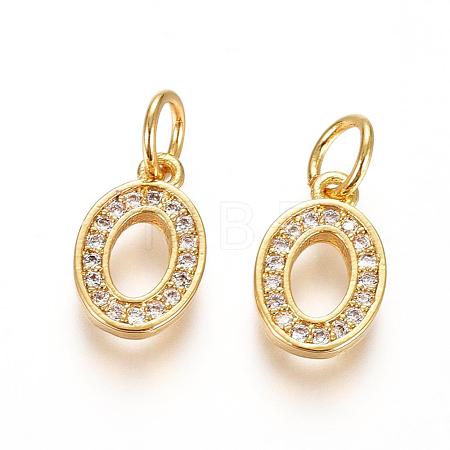 Brass Micro Pave Clear Cubic Zirconia Charms ZIRC-L092-00-G-1