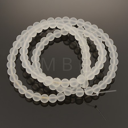 Frosted Transparent Round Glass Beads Strands FGLA-P002-4mm-03-1