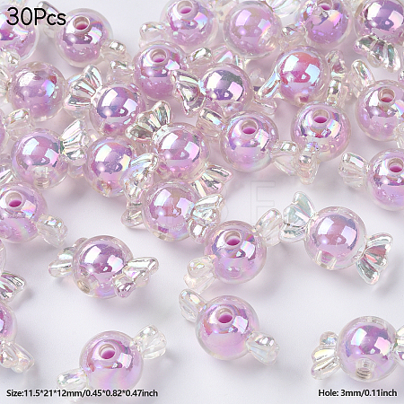 30Pcs Transparent Acrylic Beads TACR-YW0002-36B-1