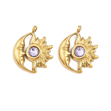 304 Stainless Steel Rhinestone Pendants STAS-Z166-24G-06-1
