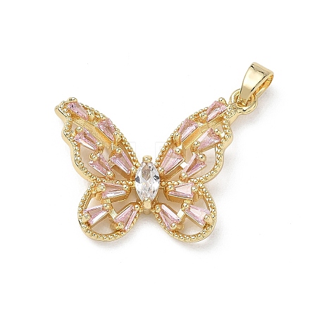 Brass Micro Pave Cubic Zirconia Pendants KK-A299-21G-02-1