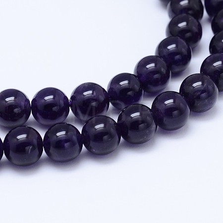 Natural Amethyst Round Bead Strands G-M212-4mm-03C-1