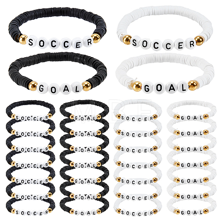 16Pcs 4 Style Acrylic & Handmade Polymer Clay Bead Bracelets BJEW-MA00002-1