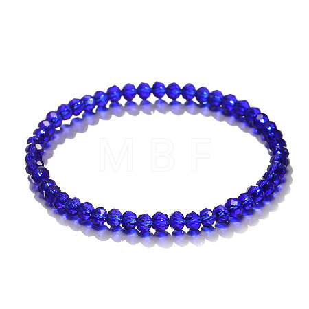 4mm Prism Faceted Rondelle Glass Beaded Stretch Bracelets for Women EH2213-8-1