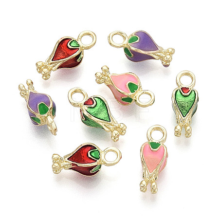 Rack Plating Alloy Enamel Charms PALLOY-N181-27KCG-1