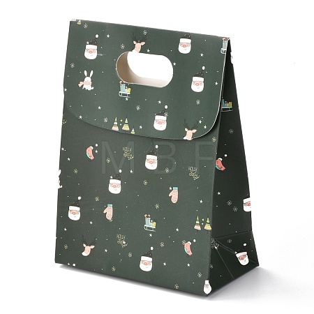 Christmas Themed Pattern Rectangle Kraft Paper Flip Bags CARB-L008-02S-02-1