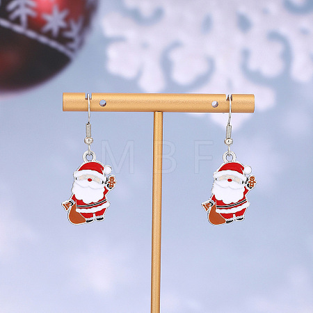 Christmas Theme Alloy Enamel Dangle Earrings FS-WGBB05F-10-1