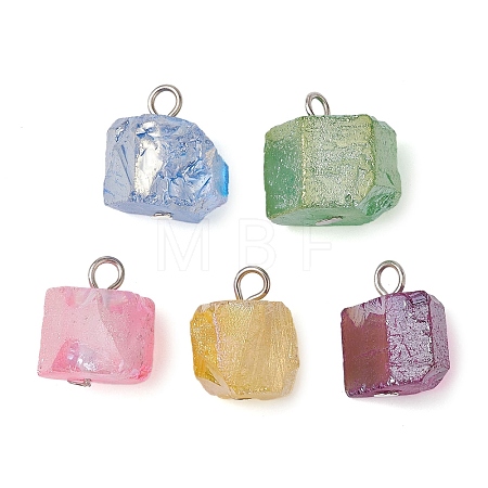 Electroplated Natural Quartz Beads Pendants PALLOY-JF02458-02-1