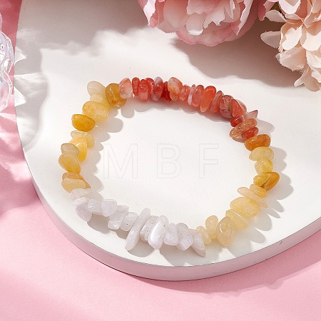 Natural Topaz Jade Chips Beaded Stretch Bracelets for Women BJEW-TA00557-03-1