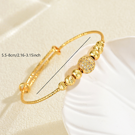 Vintage Brass Micro Pave Cubic Zirconia Cuff Bangles for Women WD2159-1-1
