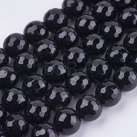 Natural Black Onyx Round Beads Strand X-G-L084-8mm-20-1
