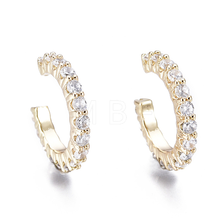 Brass Micro Pave Clear Cubic Zirconia Cuff Earrings EJEW-I249-14G-1