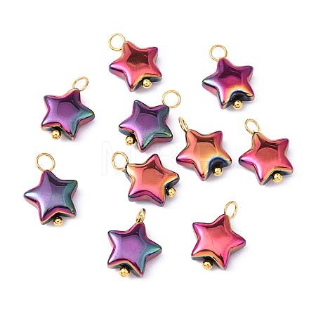 10Pcs Glass Pendants PALLOY-YW00065-01-1