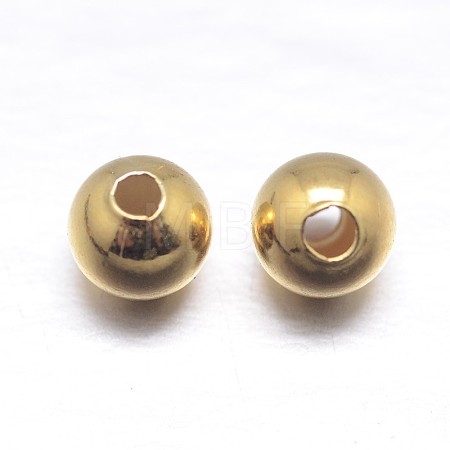 Real 18K Gold Plated Round Sterling Silver Spacer Beads X-STER-M103-04-4mm-G-1