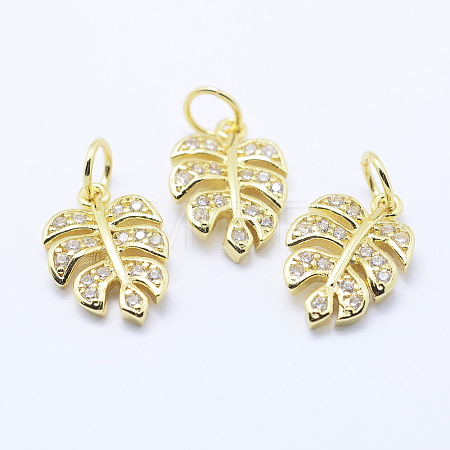 Brass Micro Pave Cubic Zirconia Charms KK-P133-04G-NR-1