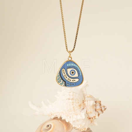304 Stainless Steel Enamel Evil Eye Pendant Necklaces for Women WGBA65F-04-1
