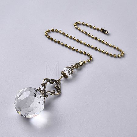 Faceted Glass Round Big Pendant Decorations HJEW-F007-A05-1
