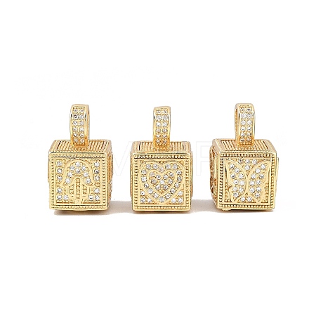 Brass Micro Pave Cubic Zirconia Pendants KK-F919-10G-1