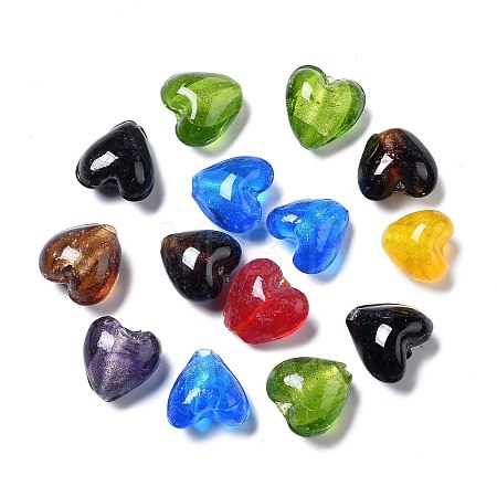 Handmade Silver Foil Glass Beads X-SLH15MMY-1-1