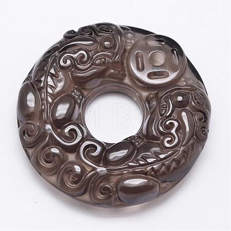 Feng Shui Natural Ice Crystal Obsidian Carven Pendants G-A169-014-1