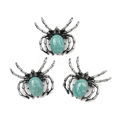 Alloy Natural Amazonite Lapel Pin Brooches JEWB-D311-01AS-1