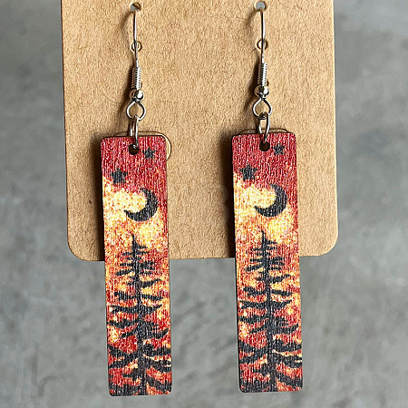 Wood Dangle Earrings WG80B52-01-1