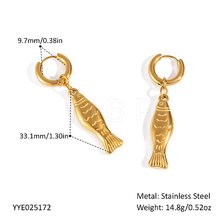 European Stainless Steel Fish Dangle Hoop Earrings for Women WY0433-2-1