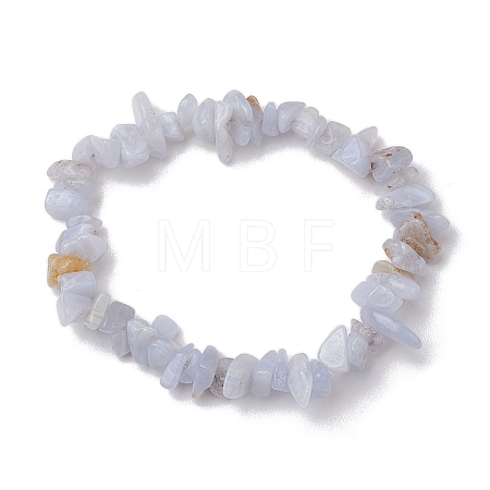 Natural Blue Lace Agate Chip Beaded Stretch Bracelets BJEW-JB10868-03-1